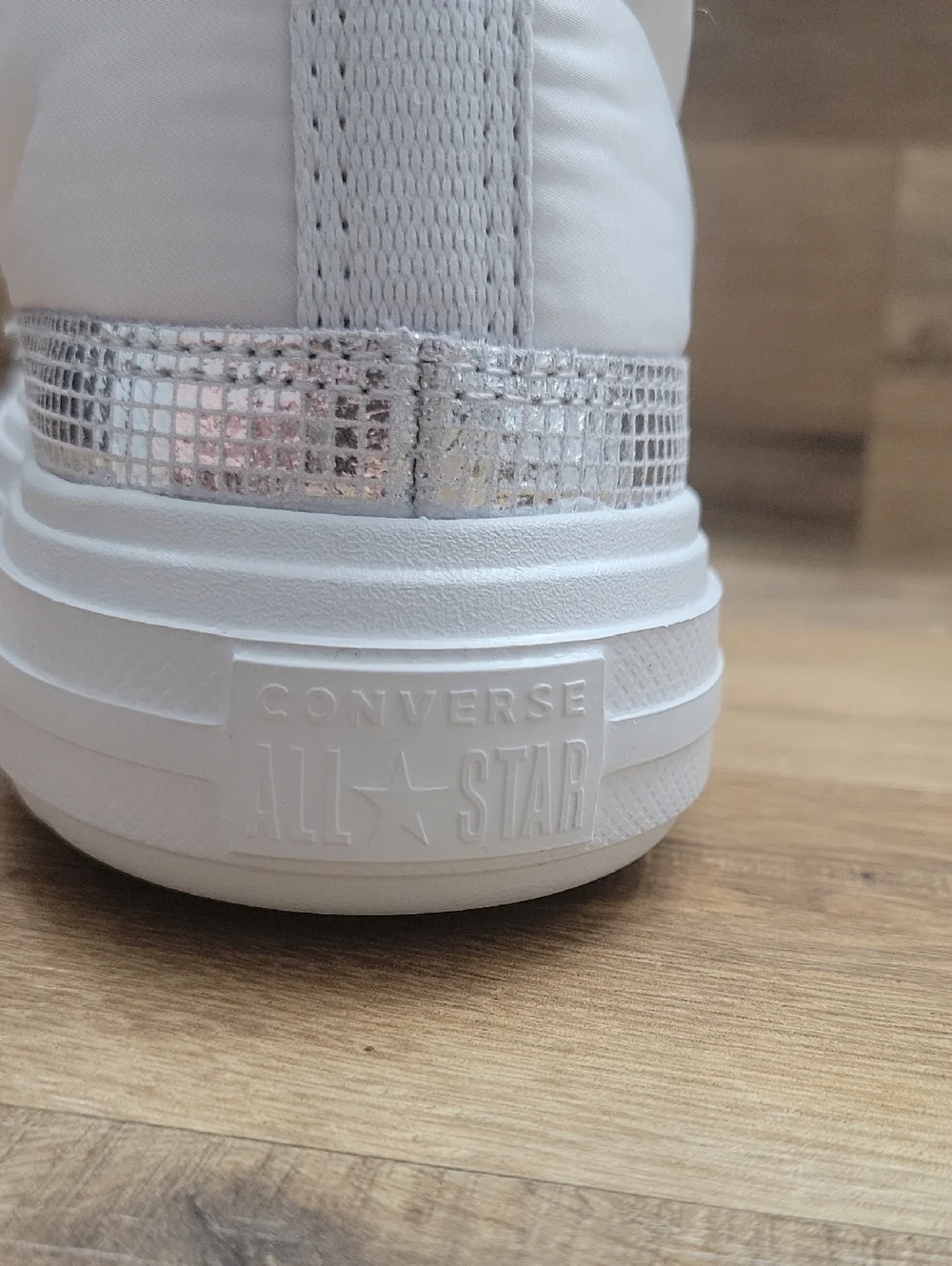 Converse White High-Top Kids Sneakers with Silver Accents